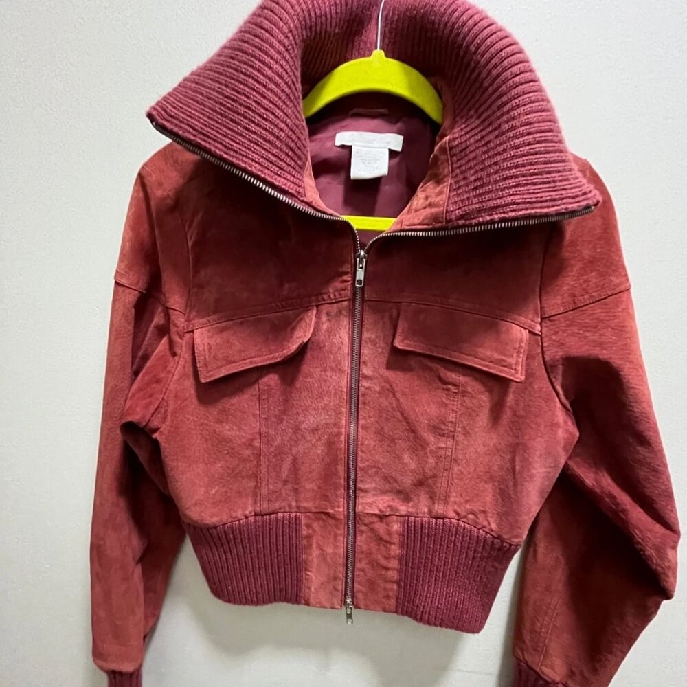 Y2K vintage Charlotte Russe soft REAL leather and sweater Jacket sz large/medium